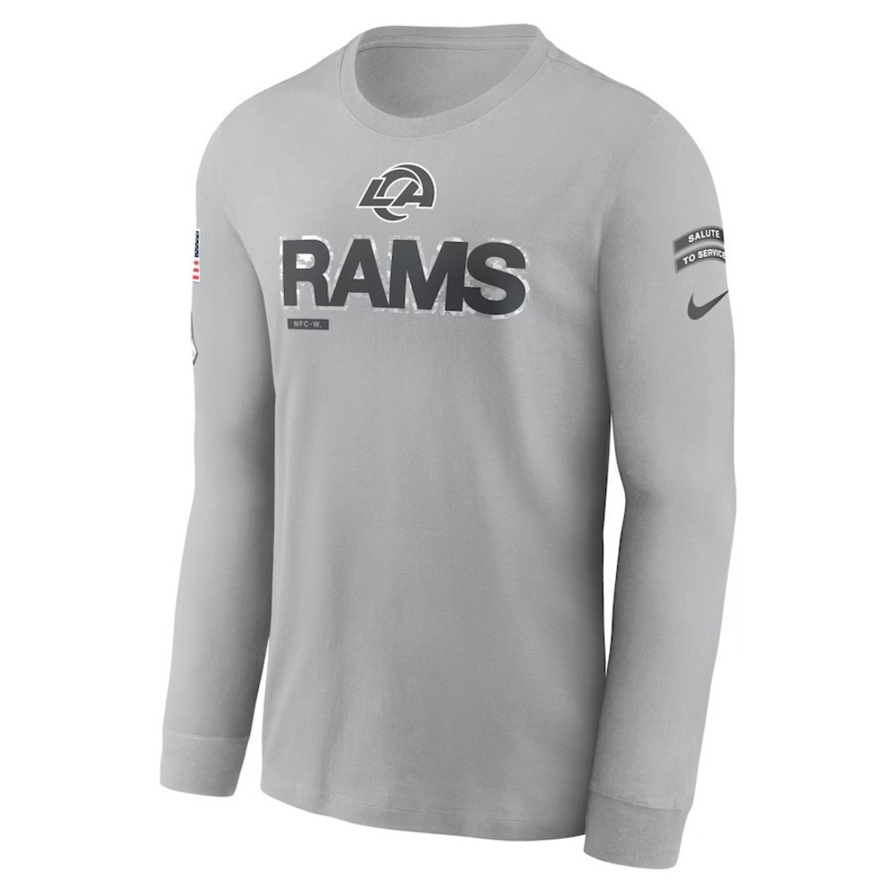 Nike Men's 3XL Los Angeles Rams Salute To Service Long Sleeve T-Shirt in Gray - Picture 2 of 3